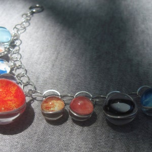 Solar System Double Sided Sterling Silver Charm Bracelet, Hand-Made