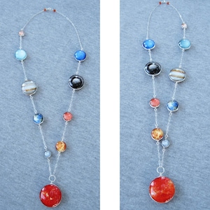 Solar System Double Sided Sterling Silver Necklace, Hand-Made