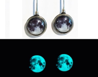 Einmal in einem Blue Moon Sterling Silber Glow in the Dark Ohrringe