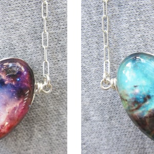 Double face collier petit et grand nuage de Magellan, faits à la main, en argent massif