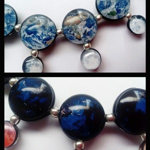 Day and Night Earth and Moon Necklace, Double Sided, Sterling Silver image 3