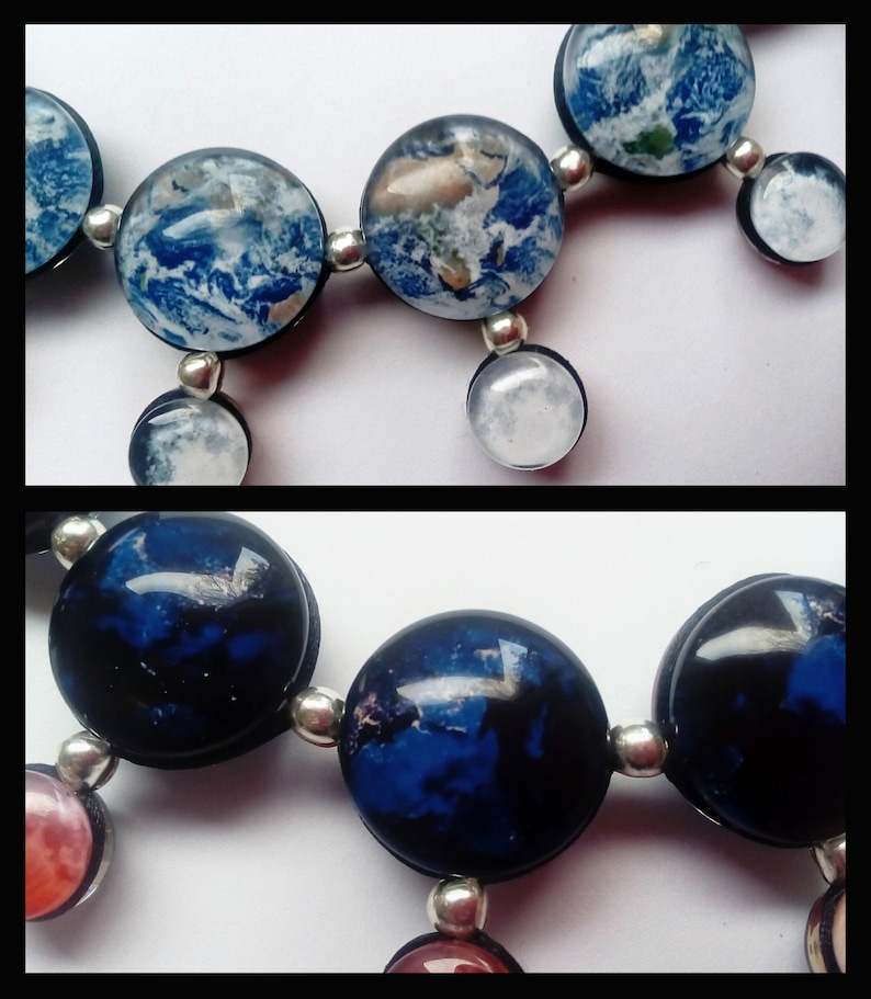 Day and Night Earth and Moon Necklace, Double Sided, Sterling Silver image 3