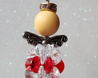 Sweet little Angel ornament, embellishment, purse charm, jewelry focal made from paddle beads, bells and metallic supplies