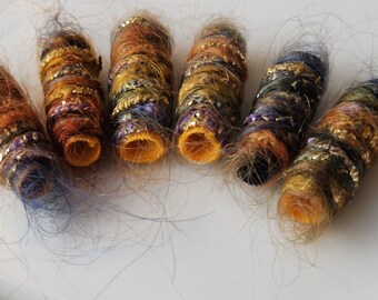 Set of 6 Fiber Beads. Yeah, this is our bead-style Super Bowl huddle.   Notice how closely our colors approximate Steelers colors.  tube