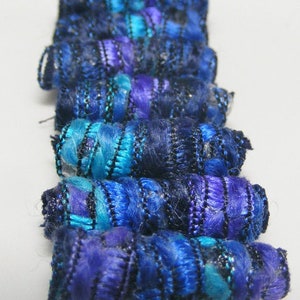 Set of 6 Fiber Beads. They say complete satisfaction doesn't exist. Looking at ourselves, we find it hard to believe. , artisan fabric tube Blue Purple
