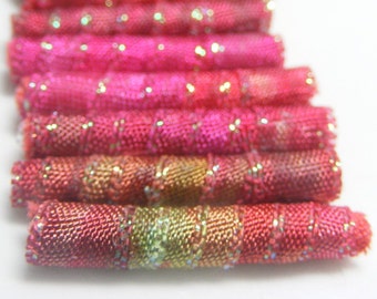 Set of 6 fabric beads. We believe in sparkle, and for this reason they assume we are destined for greatness. Fiber Beads,  dread tube slide