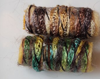 Set of 6 fabric beads. As for us, we prefer to be called snuggle beads instead. Fall Autumn solstice bead, Fiber Bead dread tube barrel