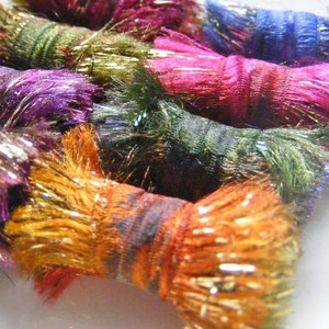 Set of 6 fabric beads. Not really sure who did our makeup--but we&#39;re stylin&#39; Fiber Beads, Artisan jewelry beads, dread barrel macrame tube