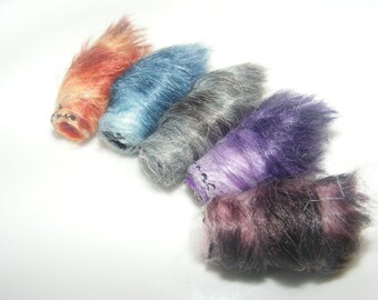 Set of 6 fabric beads. EXTREMELY CHUNKY-Troll hair you say. Ok, as long as there's no ugly face to go with it.