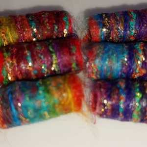 Set of 6 fabric beads. She says primary colors. Does this mean we are management Fiber Bead, textile tube barrel slide, dread decoration image 5