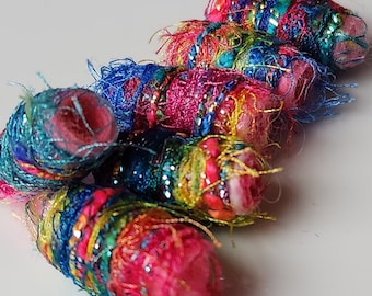 Set of 6 Fabric Bead, Fiber bead, big hole bead, bhb, large hole bead, macrame bead, dreads, jewelry component, scarf slide