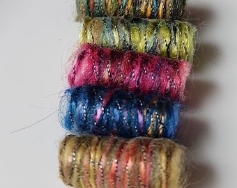 Set of 6 fabric beads. We have a sensitive nature and it shows in our colorful, shimmering detail. Loose chunky  dread loc sleeve, slide