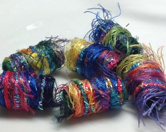 Set of 6 beads. Take the day as it unfolds. Especially if it involves pretty Fiber Beads in bright, primary colors.  Dread sleeve tube.