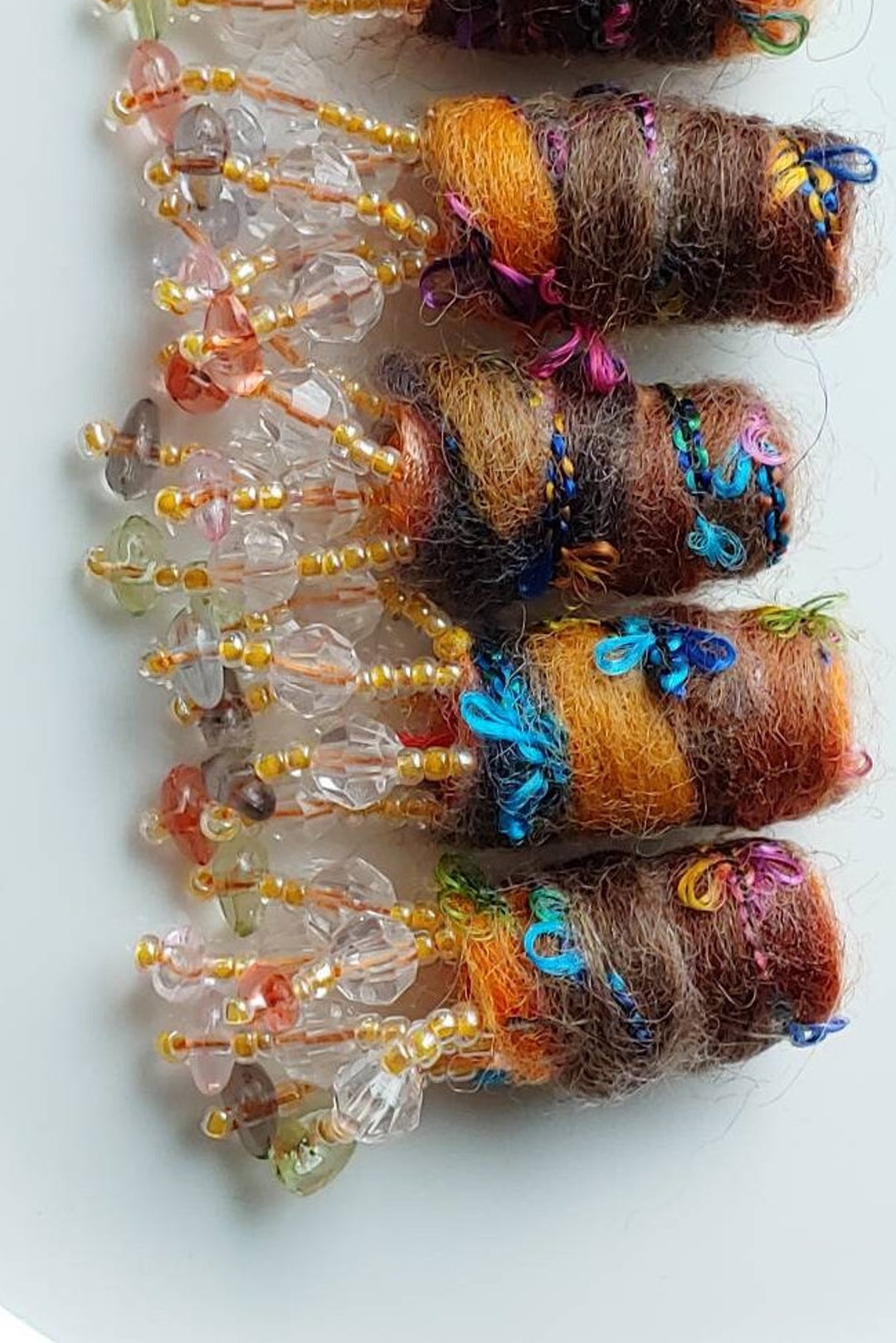 Set of 4 Beaded Fabric Beads. Go Ahead and Wear Us at the Beach Our