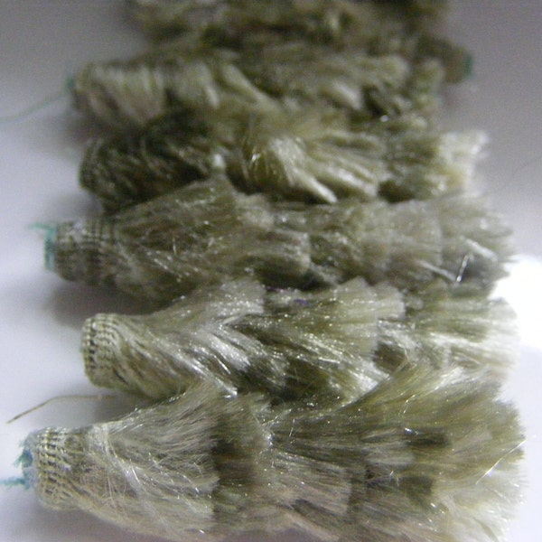 Set of 6 Fiber Beads.  Moss green is very appropriate if you're Autumn on the color-wheel-- like us.