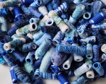 Fabric Bead Mini clean, fresh, blue and white and oh so tiny!