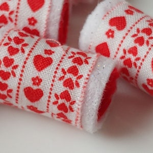 Heart Fabric Beads: Nordic Style Dreadlock Beads, Macrame Tube - Set of 6