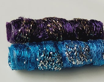 Set of 6 Fiber Beads. Tell us the truth.  Does our butt look big in this outfit? bumpy textile beads,scarf slide, fabric bead, sleeve, tube