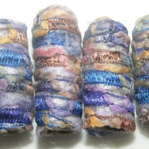 Set of 6 Fiber Beads. They say complete satisfaction doesn't exist. Looking at ourselves, we find it hard to believe. , artisan fabric tube Blue Brown