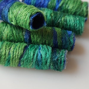 Set of 6 fabric beads. Look, mark and learn about our royal blues and vibrant greens.It's a basic lesson without sparkle. embellishment tube image 4