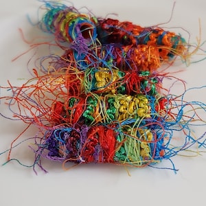 Set of 6 Fabric Bead, Fiber bead, big hole bead, bhb, large hole bead, macrame bead, dread jewelry component, scarf slide, loc braid accent