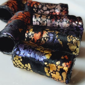 Set of 6 fabric beads.  We&#39;re trying not to get too excited, but we think we struck gold!  Fiber Bead, textile macrame tube, dread sleeve