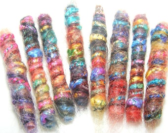 Set of 8 FIBER BEADS.  They have beads and seeds for decoration.  We have metallic shine and we rule.