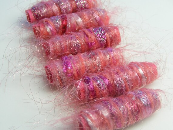 Now we fully understand the term proud as a peacock Fiber Bead Artisan jewelry bead Textile bead Set of 8 Fabric Beads Dreadlock tube