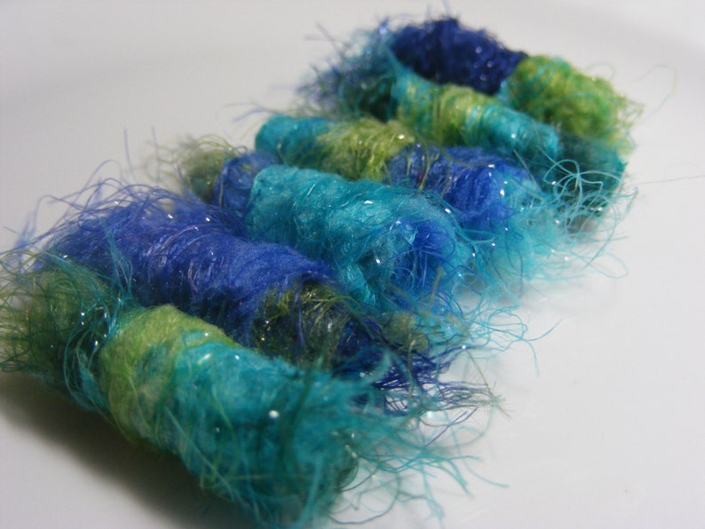 Set of 6 Fiber Beads. It's a comfort to know we are not a mistake but a creation made on purpose. textile artisan jewelry bead, loose tube Bild 2
