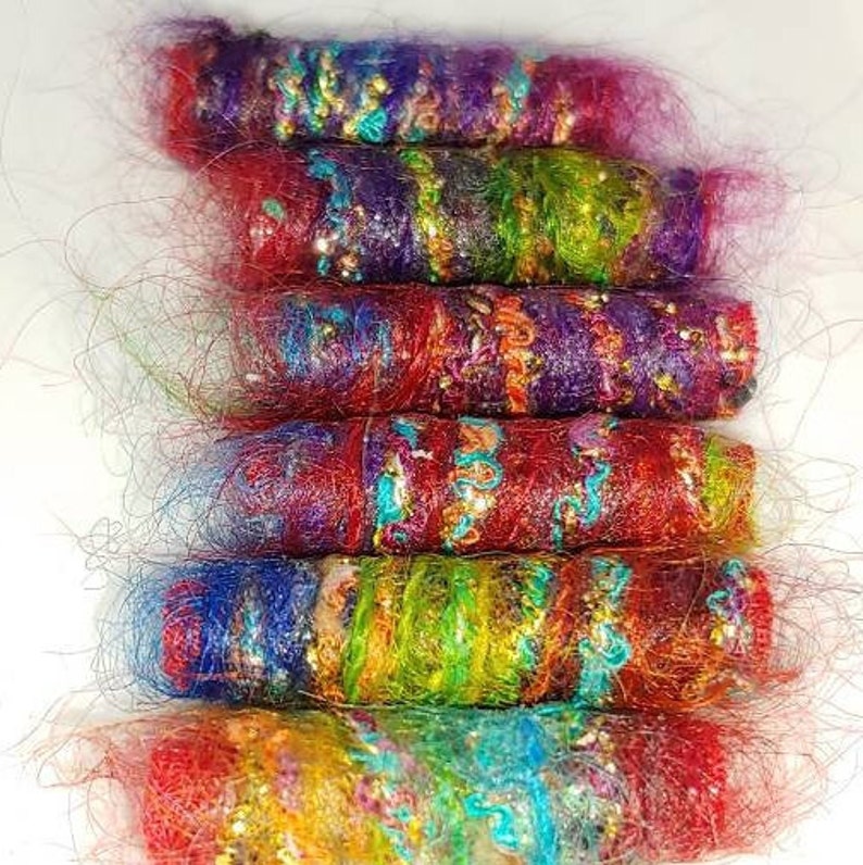 Set of 6 fabric beads. She says primary colors. Does this mean we are management Fiber Bead, textile tube barrel slide, dread decoration image 2