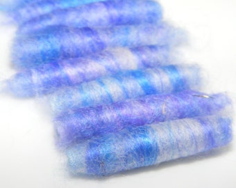 Set of 6 Fiber Beads. Give us a hurrah for lavender. tube barrel bead, loose dread bead, hair bead, macrame artisan jewelry bead