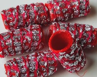 Set of 6 fabric beads. You must put on your party dress now and then. Shine, baby, shine! lightweight dread loc sleeve macrame tube