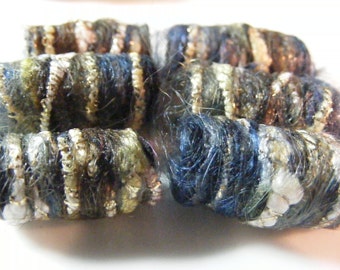 Set if 6 Fabric Beads. I bet you never knew gray could sparkle. Just watch us. dread decoration, artisan jewelry slide loose barrel tube