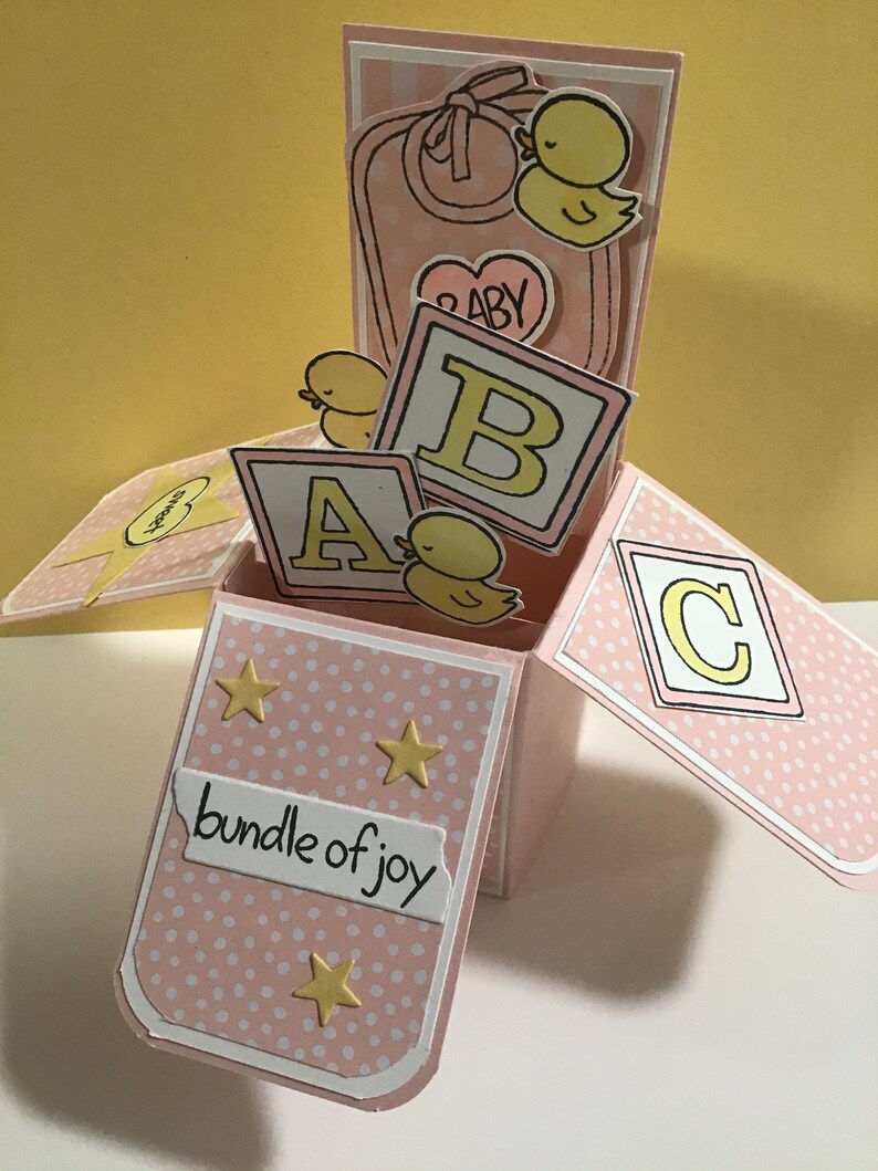Handmade 3D Pop up Card Box Baby Girl Baby Shower Bundle of Etsy