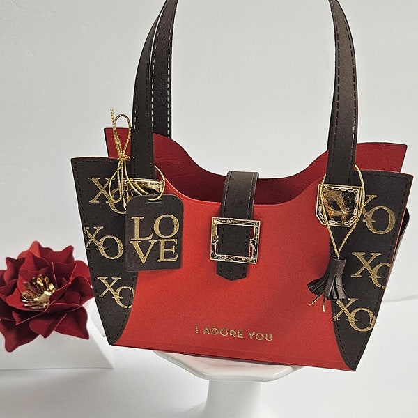 Handmade Paper Purse/Gift Bag/Paper Handbag/Valentine's Day/Love/Gift Card Holder/Gift for Her