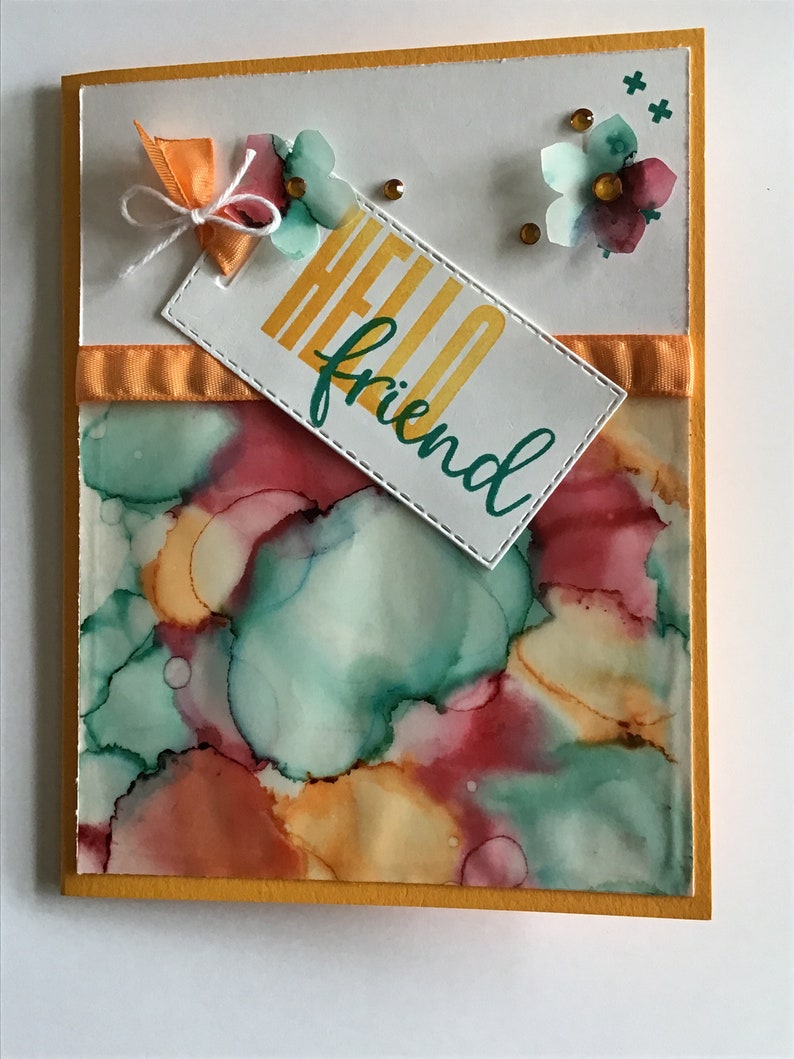 Handmade Hello Friend Greeting Card Frienship Hello Blank Etsy