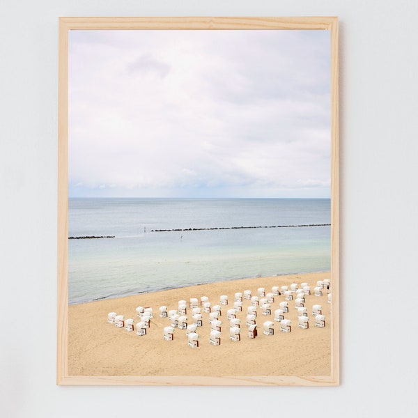 Beach photography north Germany like sylt beach chair art photography beach sea poster for wall decoration minimalist