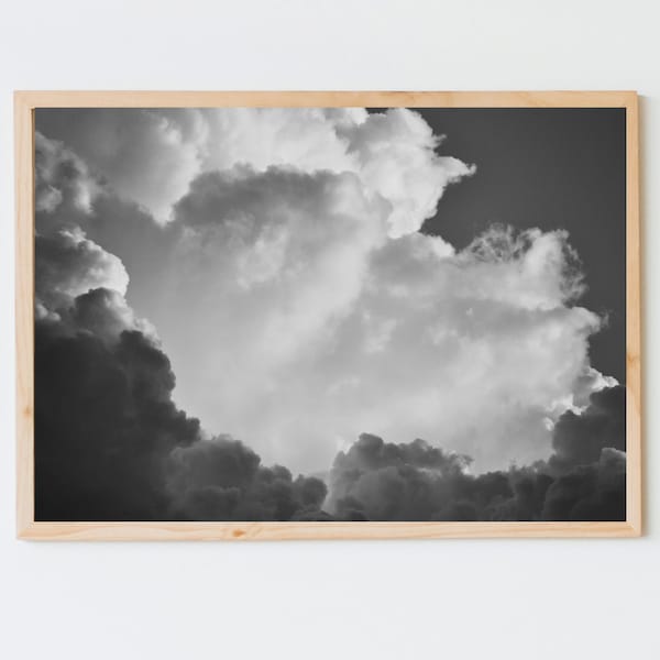 Art photography black and white clouds sky nature minimalist poster wall decor house high quality