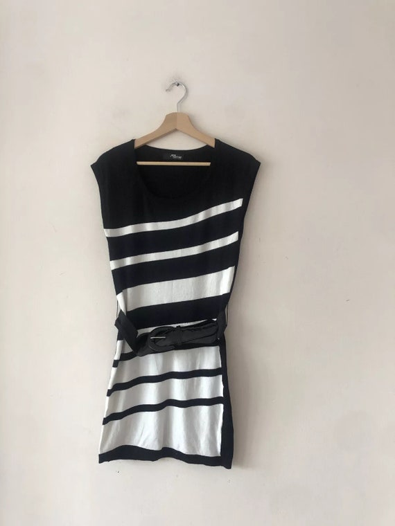 Y2K JANE NORMAN Vintage Black & White Stripe Knit 