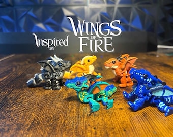 Wings of Fire Arc 1 Dragons – Tsunami, Clay, Sunny, Starflight, Glory Figurines