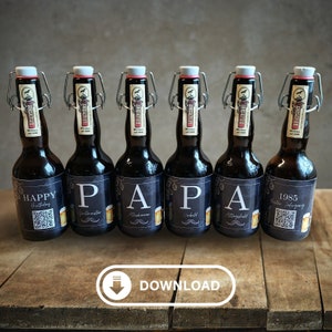 Etiquetas para presentes de cerveja Sixpack | Provérbio engraçado do feliz aniversario da PAPA de <br> Entrega Rápida? Presente de aniversário exclusivo | Embalagem de presente sustentável