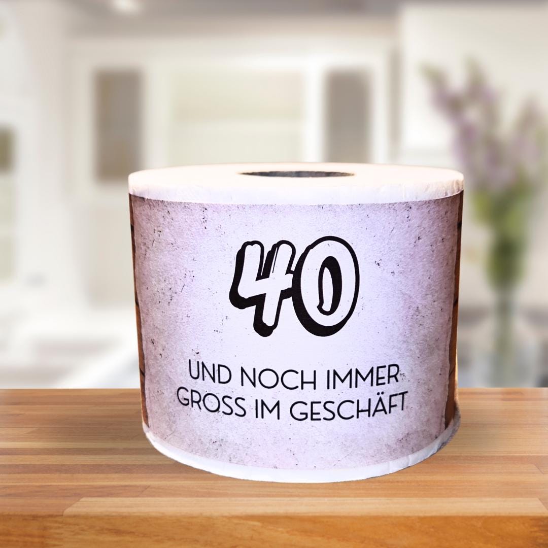 Lustige Toilettenpapier-Rolle – 40. Geburtstag Mit Verkehrsschildern, 25 M Lang, 10 Cm Breit, Weiches Papier