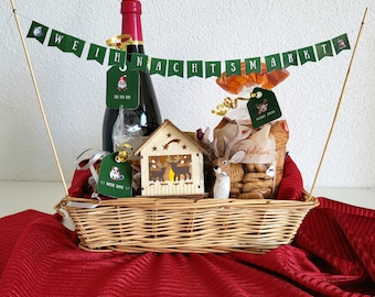 Christmas market gift basket print template pennant | PDF template for printing | Make Christmas decorations & sustainable gift wrapping
