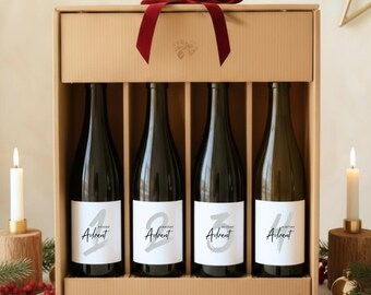 Advent wreath wine bottle label set | Printable Christmas | Gift for wine lovers | DIY Advent wine bottle decoration