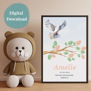 Guest poster for baptism, girl, communion, confirmation or confirmation | Personalized guest book poster | Fingerprint A3 A4 A0