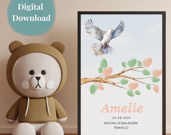 Guest poster for baptism, girl, communion, confirmation or confirmation | Personalized guest book poster | Fingerprint A3 A4 A0