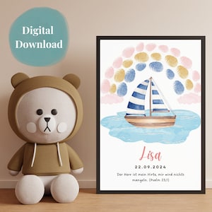 Guest poster for baptism, girl, communion, confirmation or confirmation | Personalized guest book poster | Fingerprint A3 A4 A0
