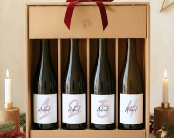 Advent wreath wine bottle label set | Printable Christmas | Gift for wine lovers | DIY Advent wine bottle decoration