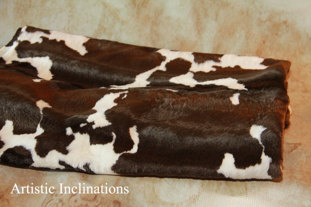 1 Yard of Faux Cow Hide Fabric in Brown and White Great for Etsy
