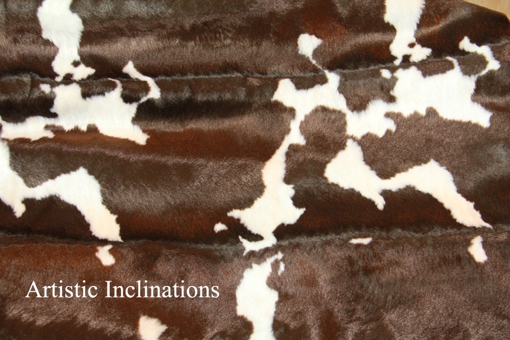 1 Yard of Faux Cow Hide Fabric in Brown and White Great for Etsy